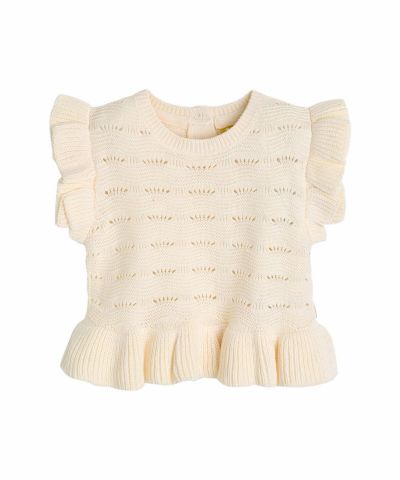 【大学生の特権】学生証で送料無料になる フリルポイントニットベスト moimoln おしゃれな子供服 | ワンピース