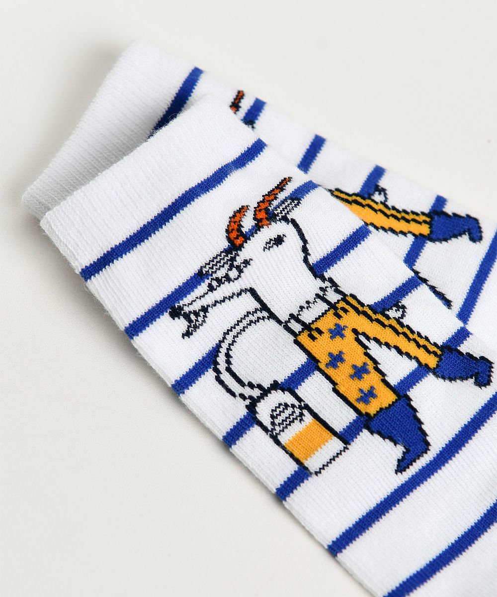 ヤギ柄ストライプロングソックス | おしゃれな子供服 moimoln