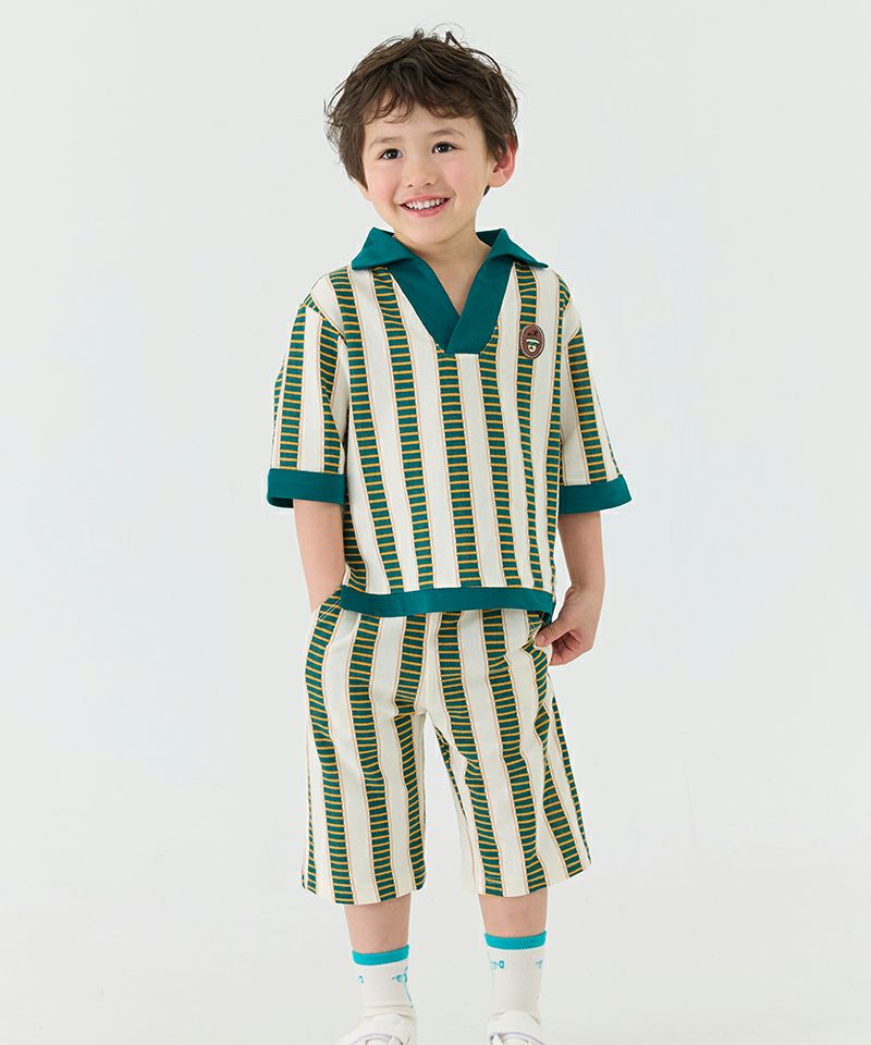 ストライプジャガード7分丈セットアップ | おしゃれな子供服 moimoln（モイモルン） 公式Online Store