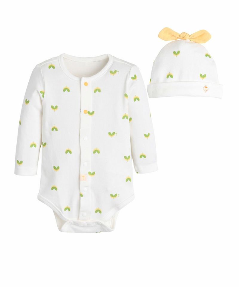 ルンちゃん Mサイズ モダールコットン】グリーンロンパース | おしゃれな子供服 moimoln