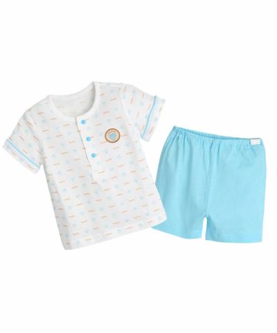 mommmm確認ページ セットアップ】ブルーチェック7分袖トップス＆パンツ