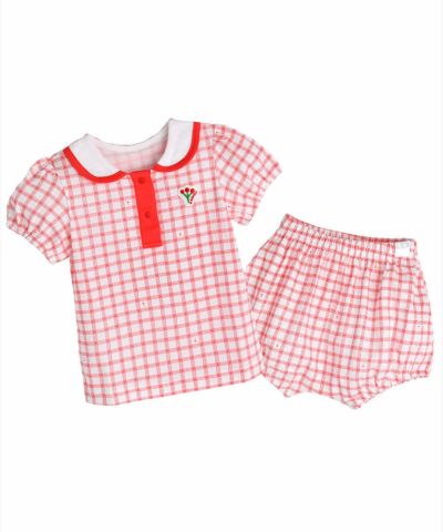 セットアップ】レッドチェック半袖トップス＆パンツ | おしゃれな子供