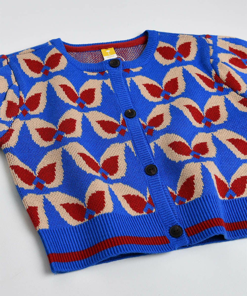 蝶柄ニットカーディガン | おしゃれな子供服 moimoln（モイモルン