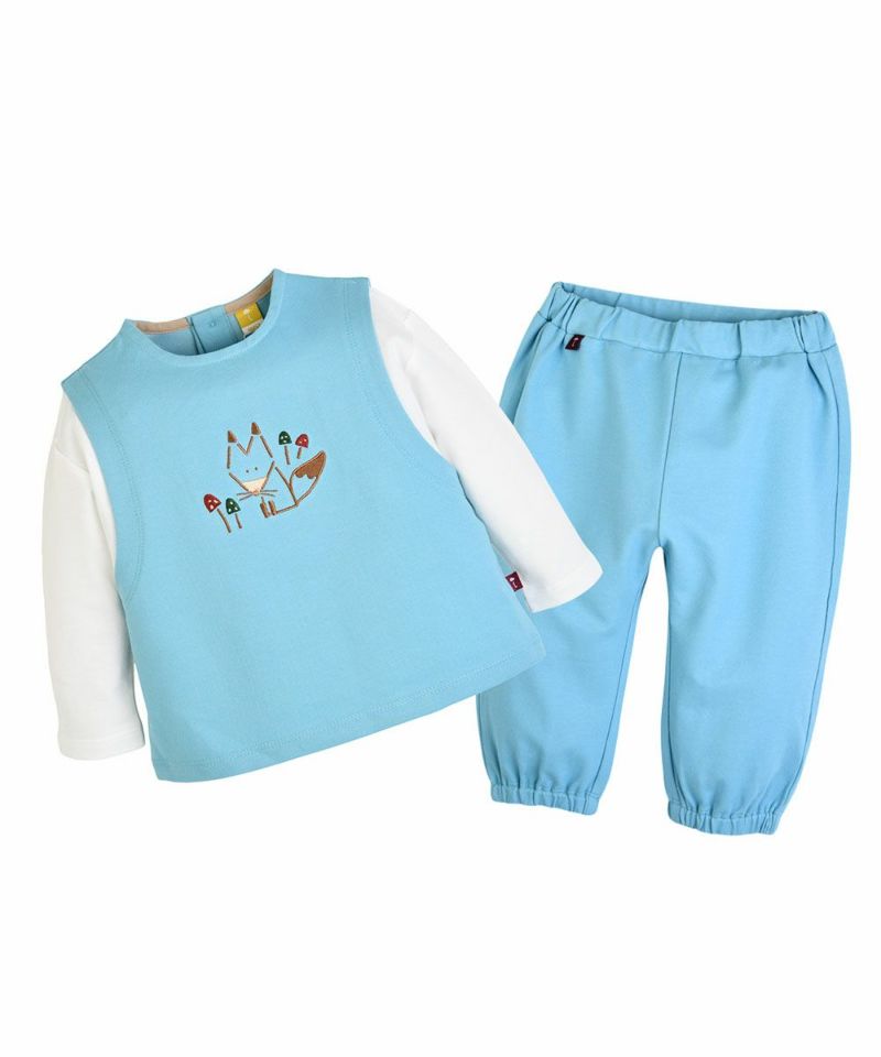 セットアップ】フォックスレイヤード長袖トップス＆ロングパンツ