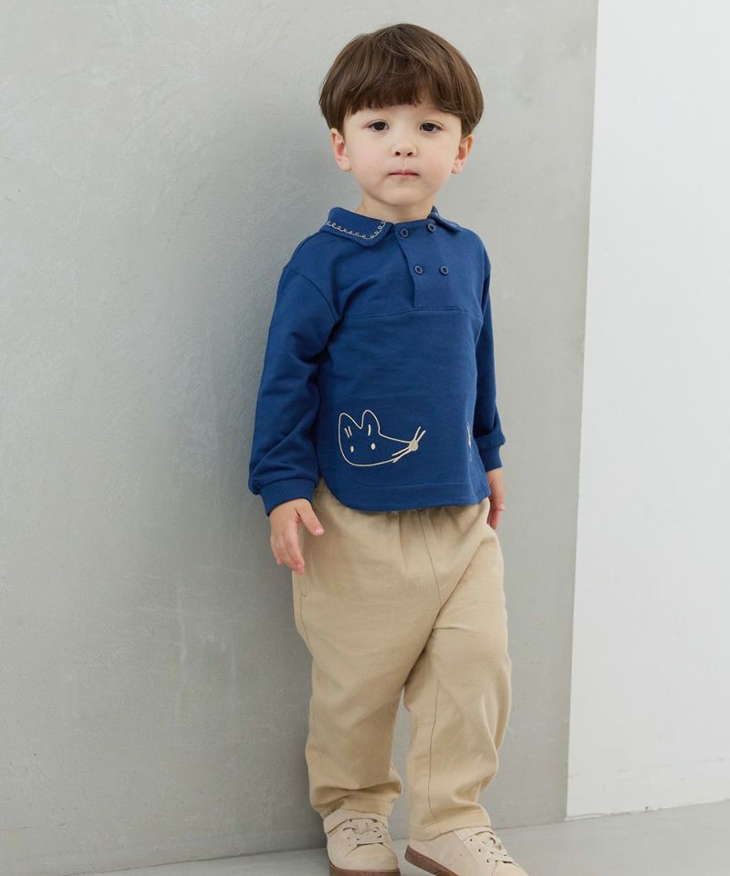 セットアップ】フォックスWボタン長袖トップス＆ロングパンツ