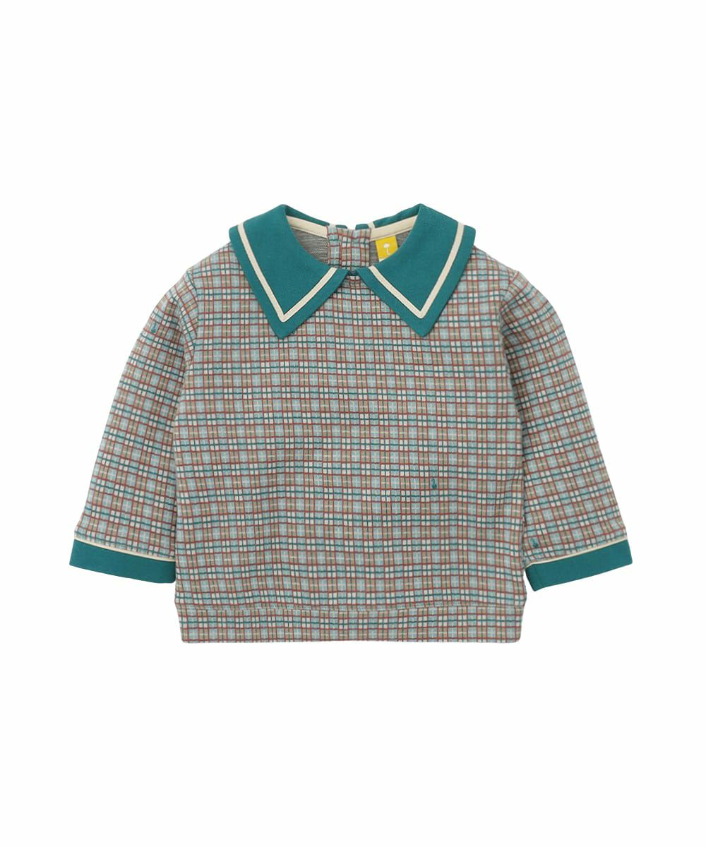 日本限定】【セットアップ】配色ラインカラータータンチェックトップス