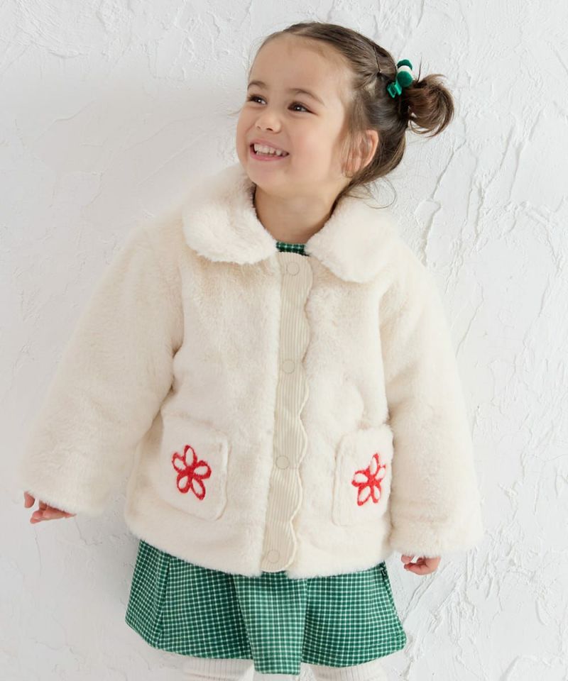 ラブミーフラワーフェイクファーコート | おしゃれな子供服 moimoln