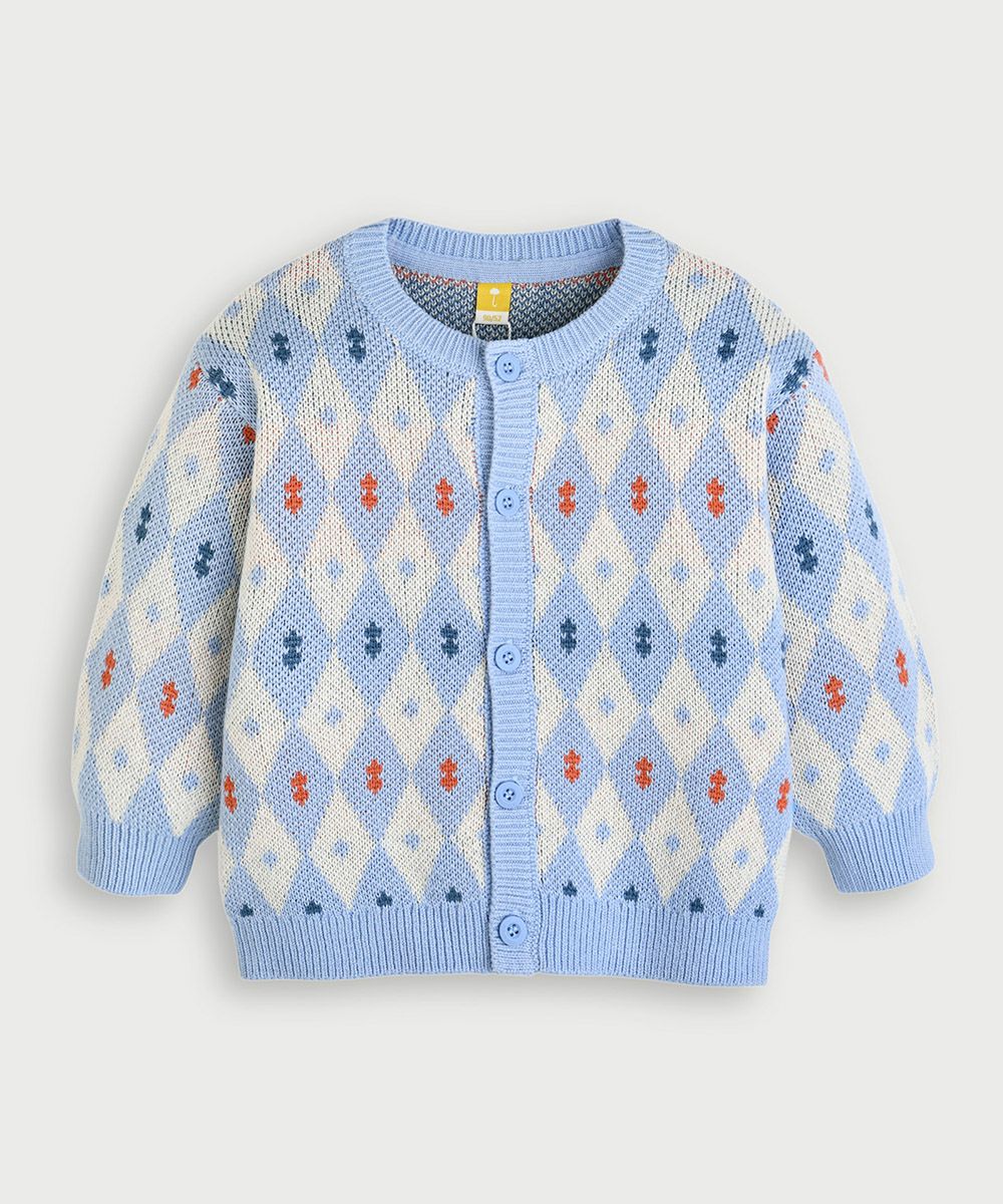 ダイヤ柄長袖ニットカーディガン | おしゃれな子供服 moimoln