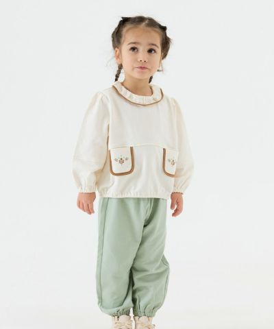 まろん　904545 セットアップ】フォーリン襟付き長袖トップス＆パンツ | おしゃれな