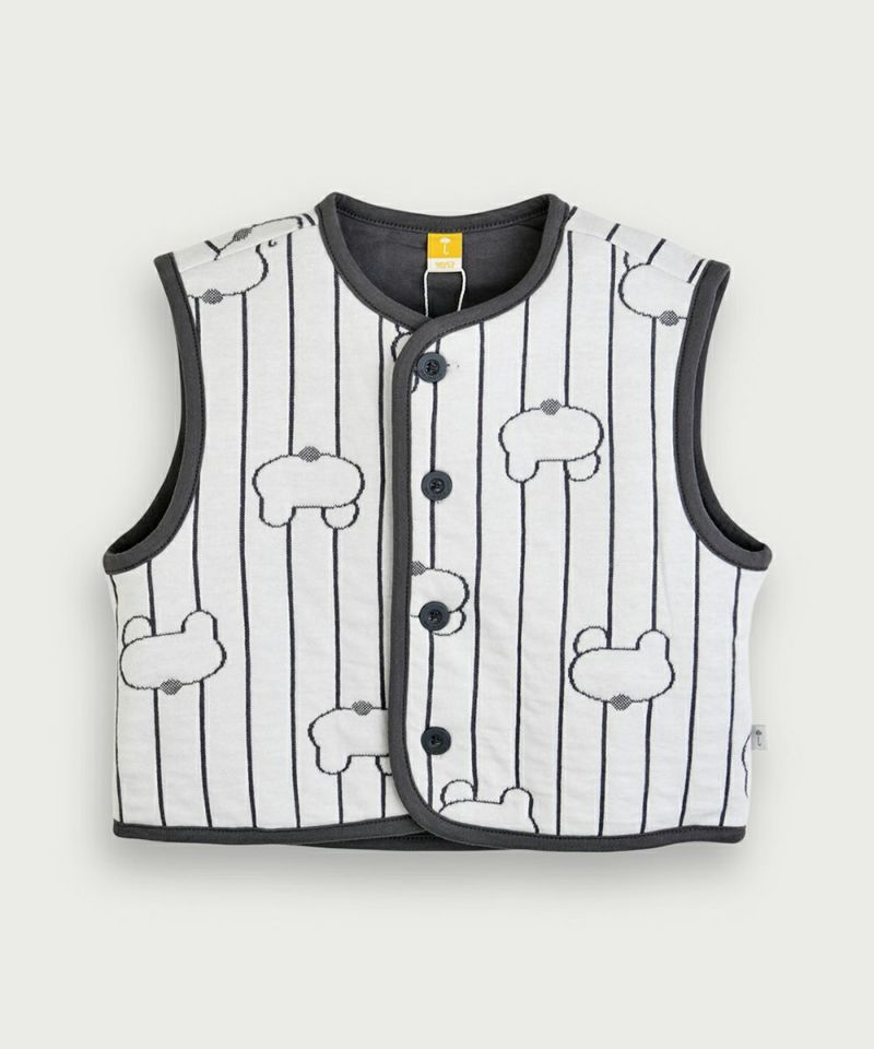 【入手困難】どんベスト　子供サイズ SOFT&】ベアモチーフ配色キルティングベスト | おしゃれな子供服