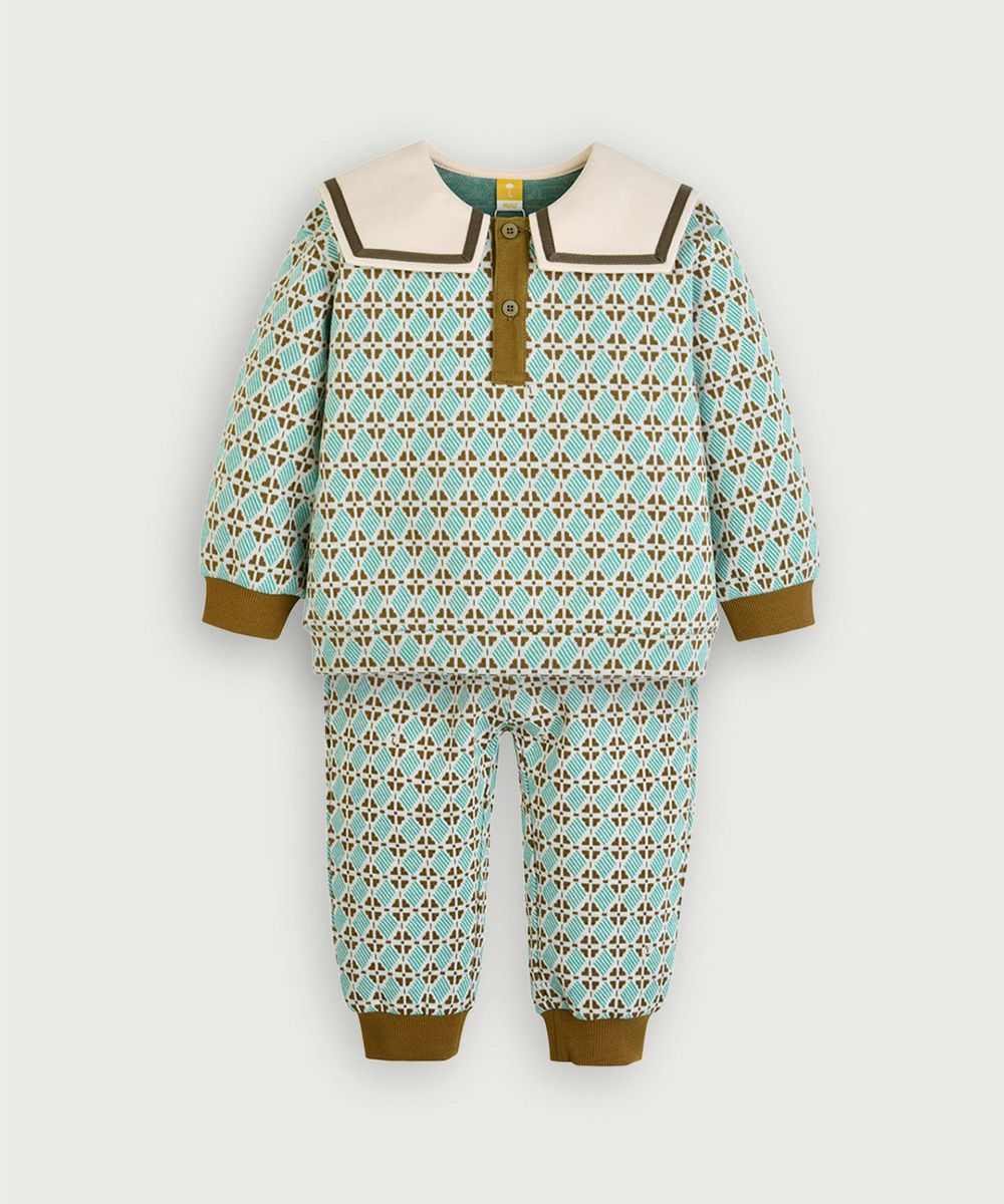 セットアップ】クローバージャカード長袖トップス＆パンツ