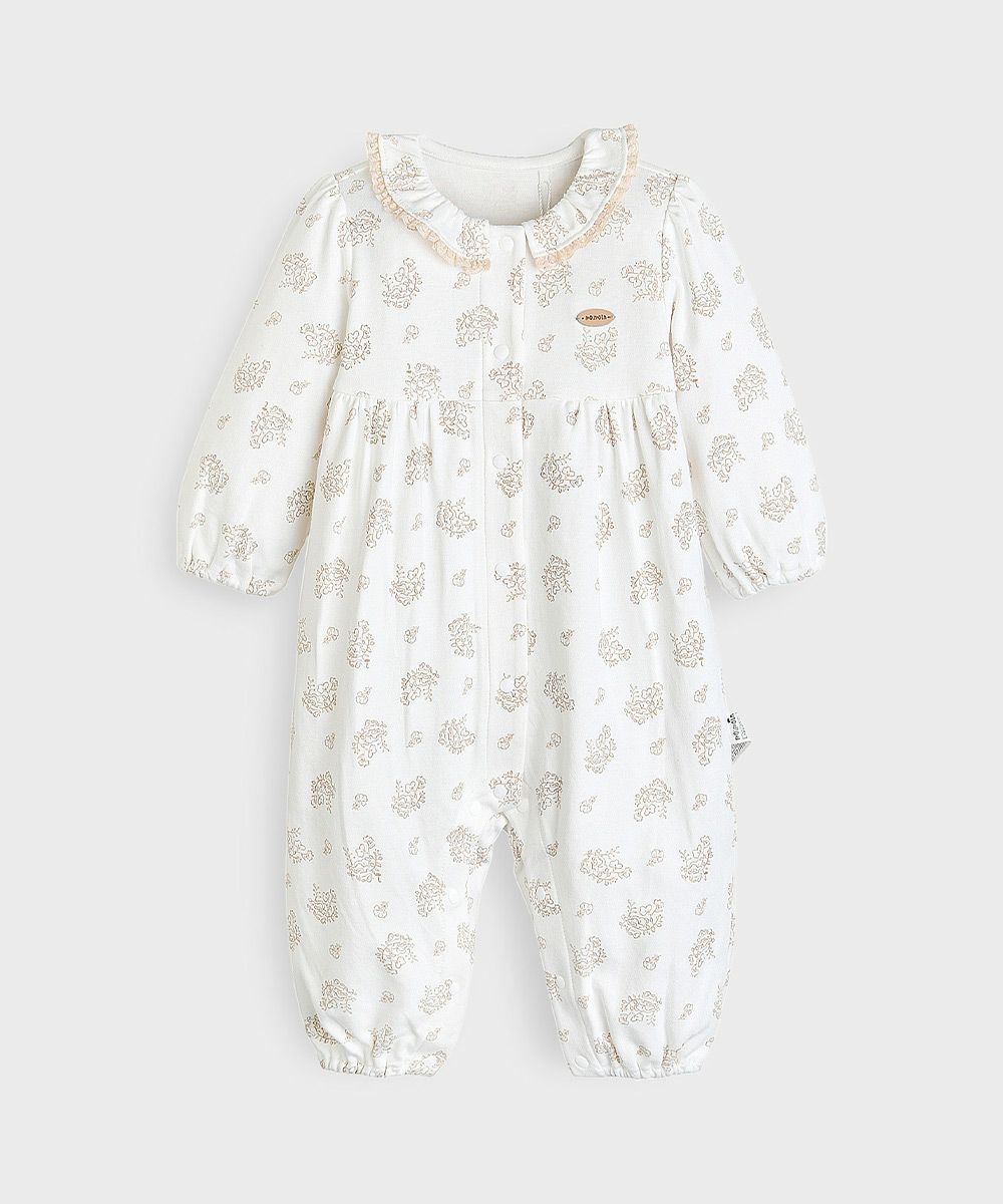 フリルフラワー長袖カバーオール | おしゃれな子供服 moimoln