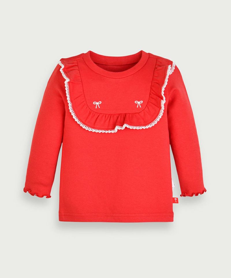 ルームウェア】レッドフリル長袖トップス＆パンツ | おしゃれな子供服