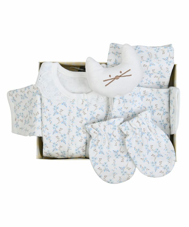 3点セット】ブルーフラワーキャットベビーギフトセット | おしゃれな