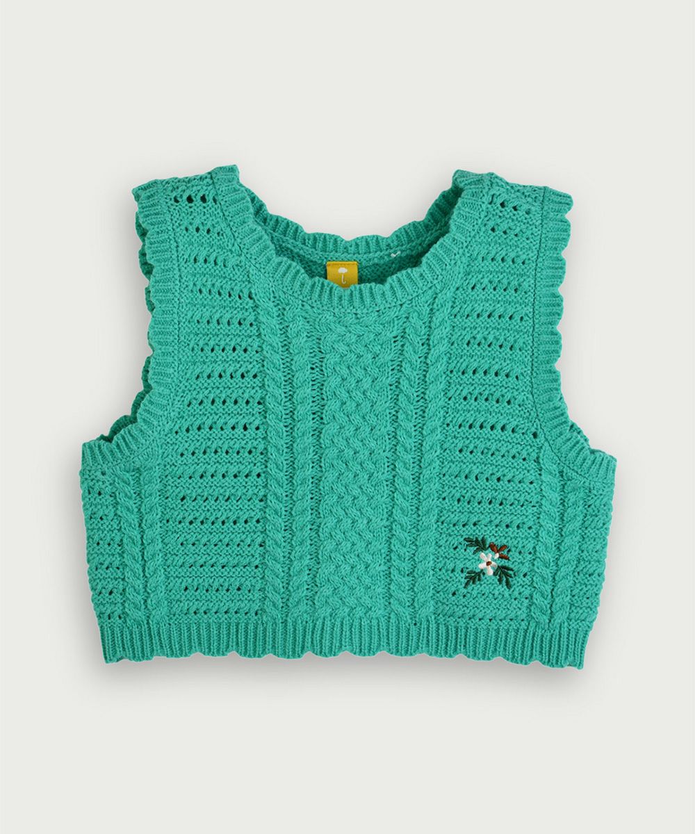 フラワー刺繍ビスチェニットベスト | おしゃれな子供服 moimoln