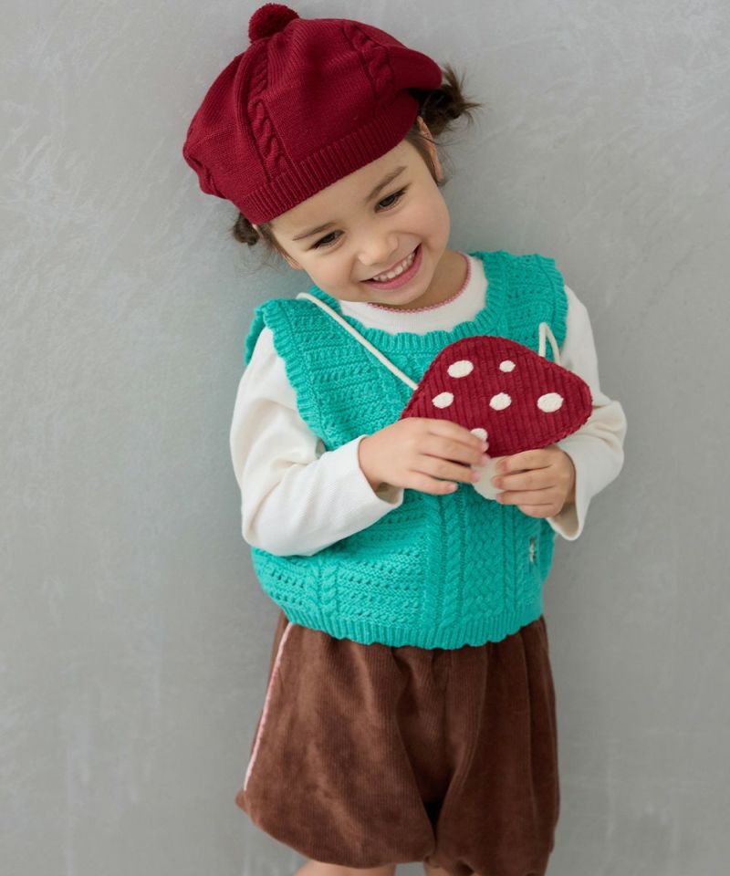 フラワー刺繍ビスチェニットベスト | おしゃれな子供服 moimoln