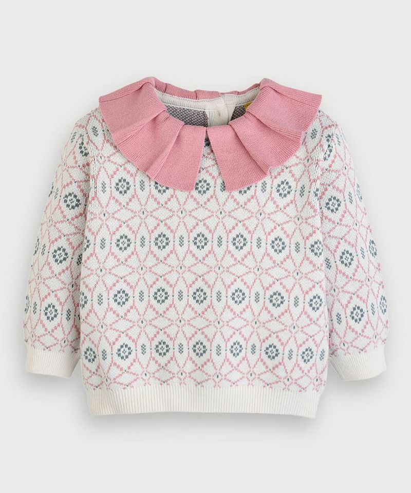 ピンク 長袖トップス ショートパンツ セット セットアップ】ノルディックピンク長袖ニットトップス＆ショートパンツ