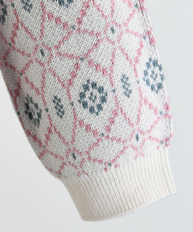 セットアップ】ノルディックピンク長袖ニットトップス＆ショートパンツ