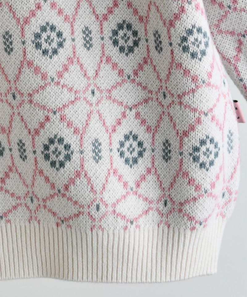 セットアップ】ノルディックピンク長袖ニットトップス＆ショートパンツ