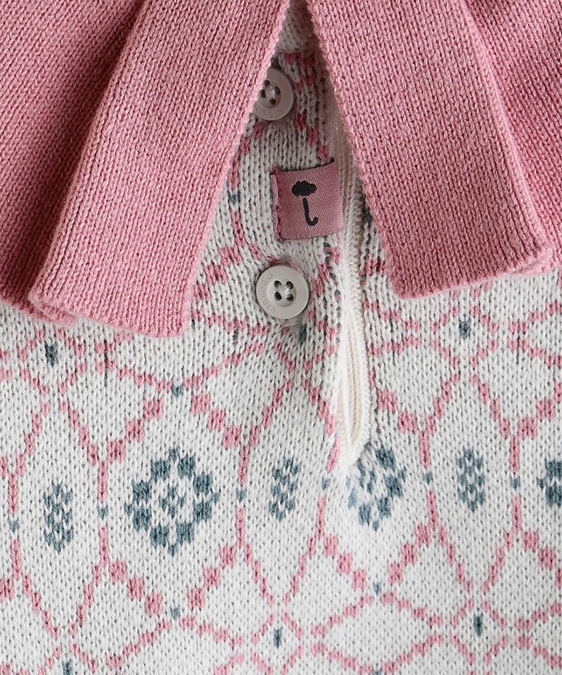 セットアップ】ノルディックピンク長袖ニットトップス＆ショートパンツ