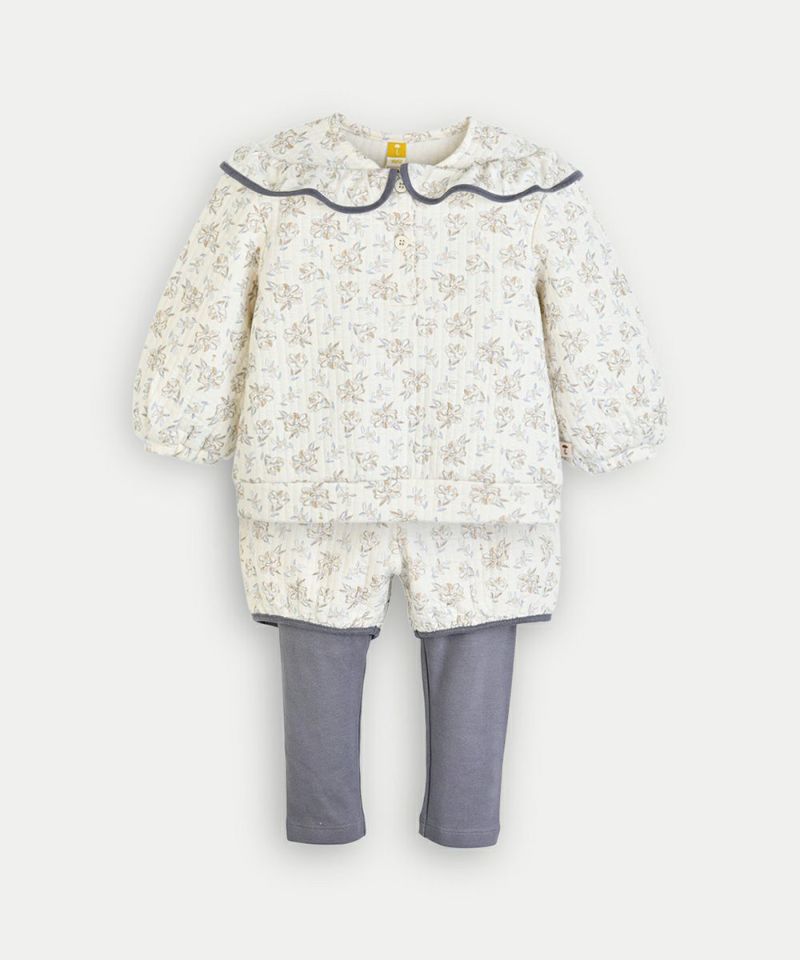 セットアップ】フラワーキルティング長袖トップス＆レギンス付きパンツ