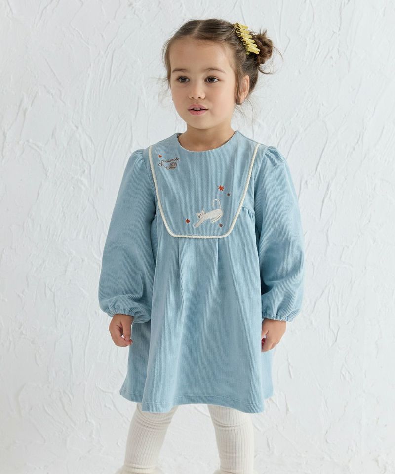 キャットベロア長袖ワンピース | おしゃれな子供服 moimoln