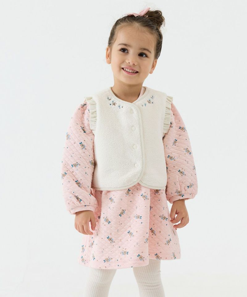 2点セット】小花柄長袖ワンピース＆ベスト | おしゃれな子供服 moimoln