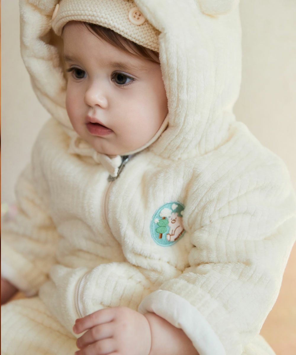 ベアポイントクマ耳付きフードカバーオール | おしゃれな子供服