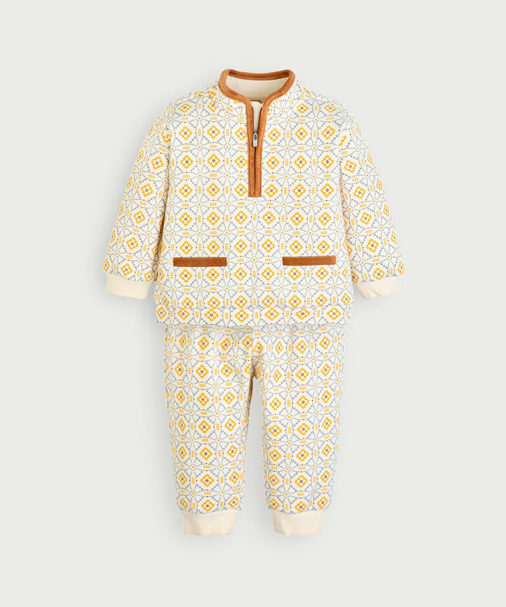 セットアップ】ノルディックフラワー起毛ZIP長袖トップス＆パンツ