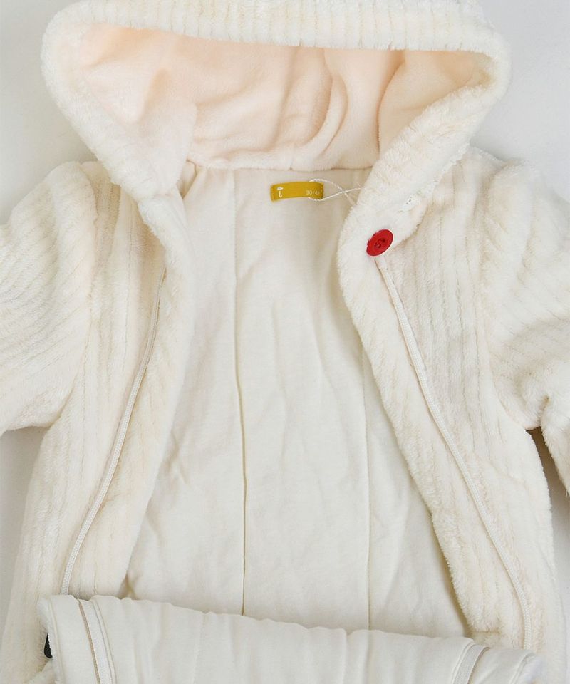 ラブミーフェイクファーフード付きカバーオール | おしゃれな子供服