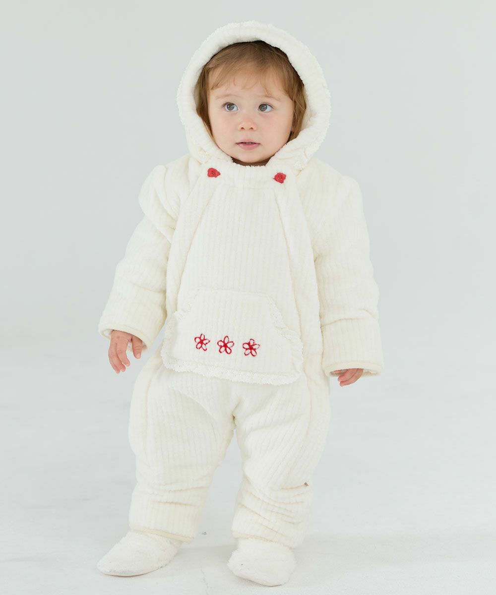 ラブミーフェイクファーフード付きカバーオール | おしゃれな子供服