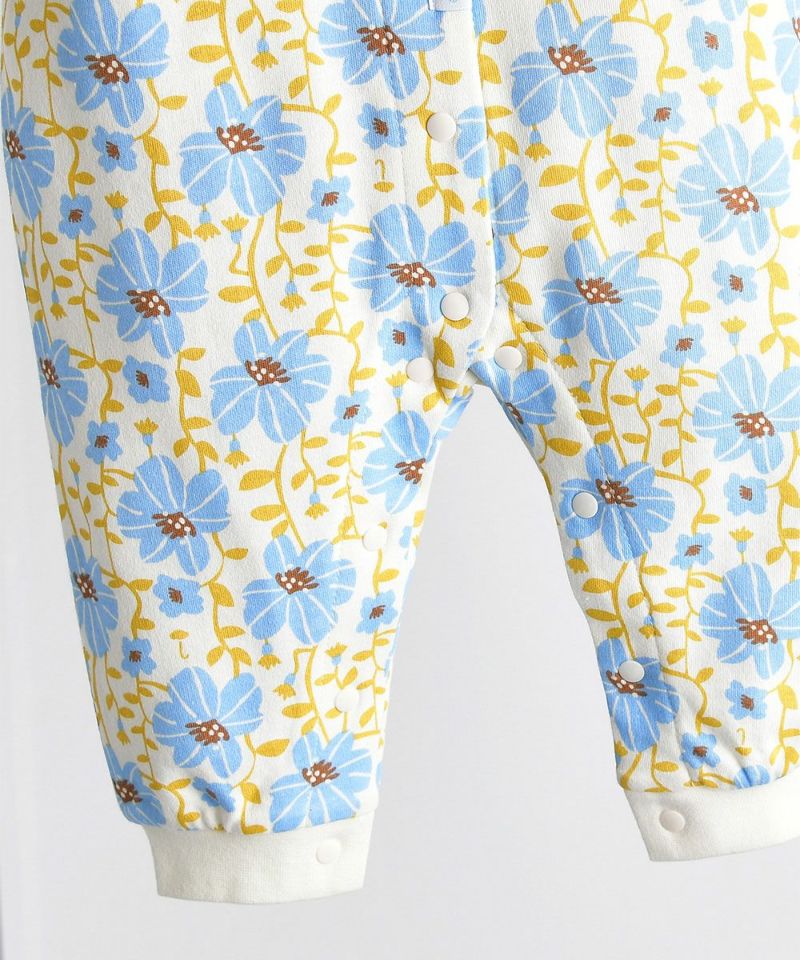 ブルーフラワーフリルカラーカバーオール | おしゃれな子供服 moimoln