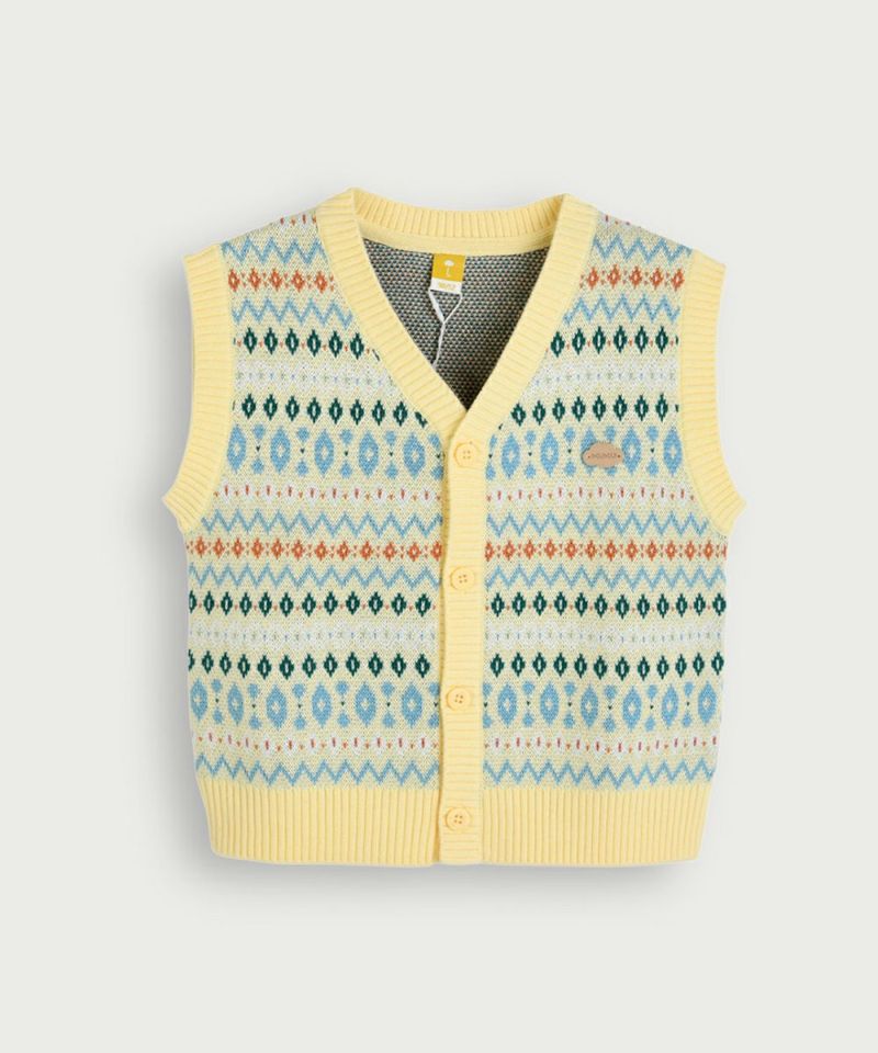 カラフルウェーブ柄ニットベスト | おしゃれな子供服 moimoln
