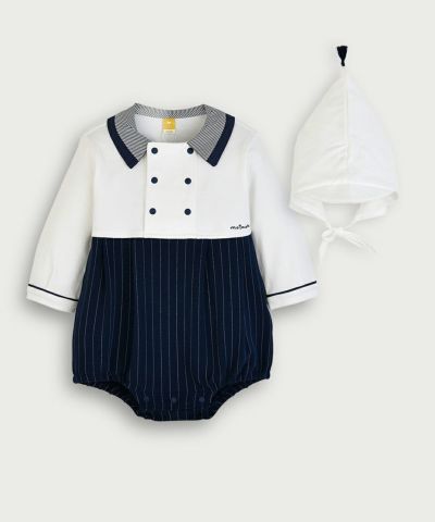 2点セット】クラシックバイカラー長袖ボディスーツ＆帽子 | おしゃれな