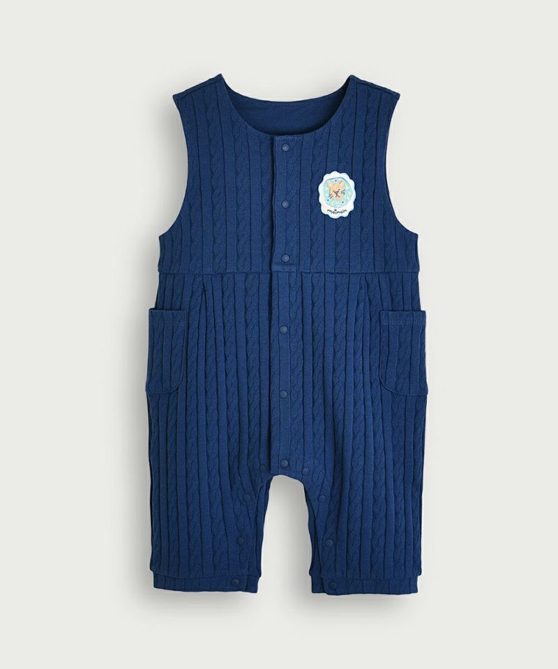 セットアップ】長袖トップス＆ライオン刺繍入りオーバーオール