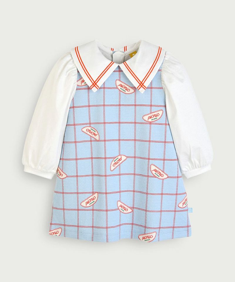 Picnicチェック長袖ワンピース | おしゃれな子供服 moimoln